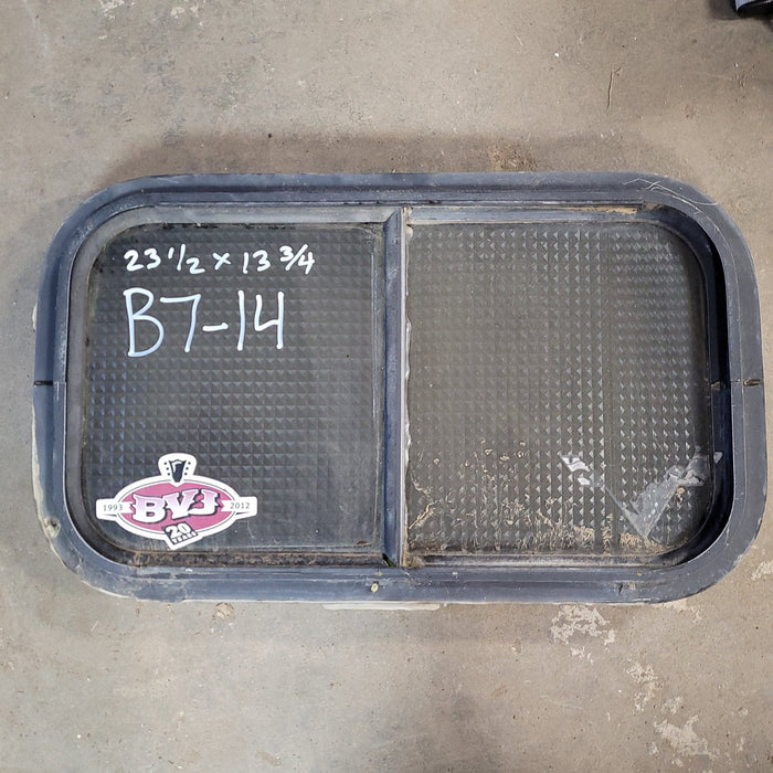 Used Black Radius Non-Opening Window : 23 1/2 X 13 3/4 X 2" D - Young Farts RV Parts