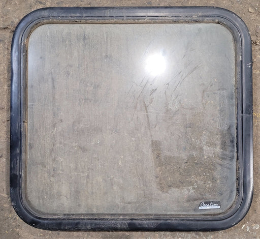 Used Black Radius Non - Opening Window : 23 1/4" W x 21 1/2" H x 1 7/8" D - Young Farts RV Parts