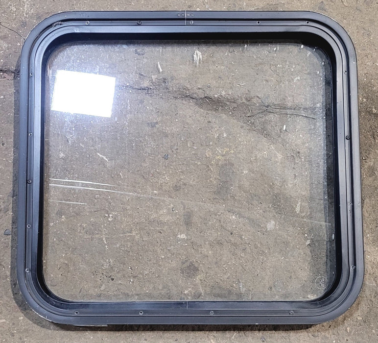Used Black Radius Non Opening Window : 23 1/4" W x 21 3/4" H x 1 7/8"