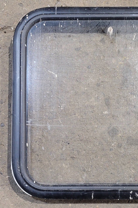 Used Black Radius Non Opening Window : 23 1/4" W x 21 3/4" H x 1 7/8"