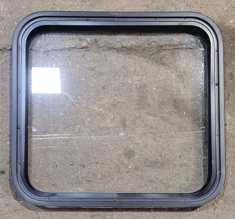 Used Black Radius Non Opening Window : 23 1/4" W x 21 3/4" H x 1 7/8"