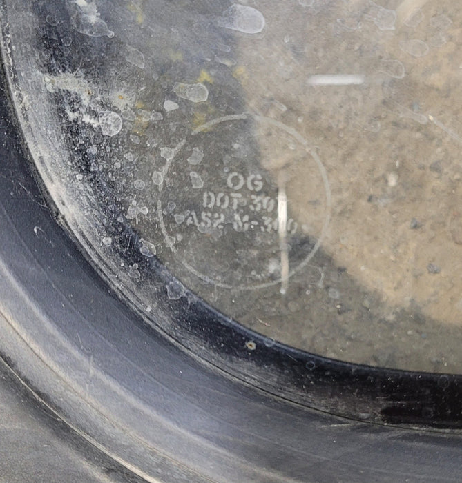 Used Black Radius Non Opening Window : 23 1/4" W x 21 3/4" H x 1 7/8"