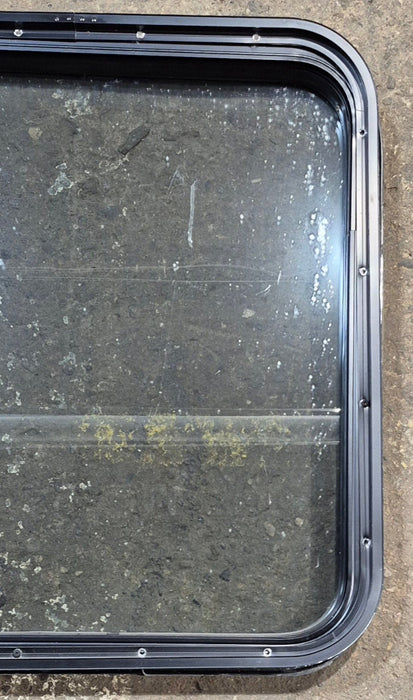 Used Black Radius Non Opening Window : 23 3/4" W x 26" H x 2" D - Young Farts RV Parts