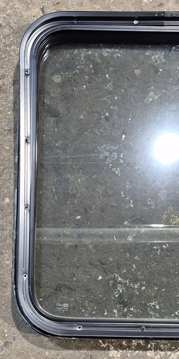 Used Black Radius Non Opening Window : 23 3/4" W x 26" H x 2" D