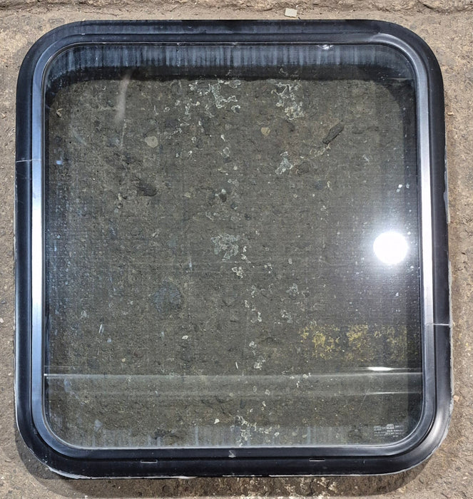 Used Black Radius Non Opening Window : 23 3/4" W x 26" H x 2" D - Young Farts RV Parts