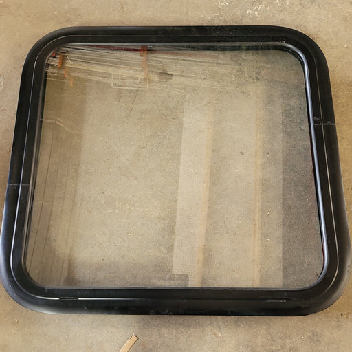 Used Black Radius Non-Opening Window : 23 5/8 X 21 7/8 X 2" D - Young Farts RV Parts