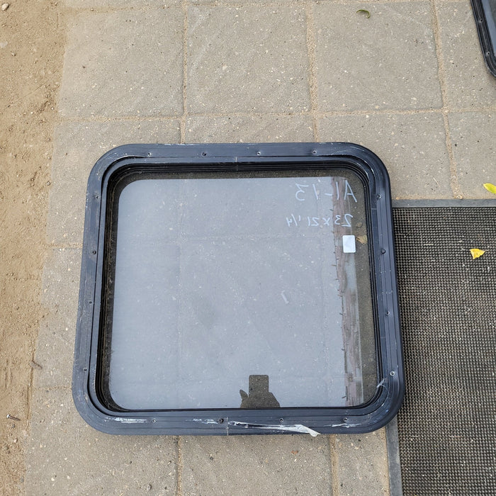 Used Black Radius Non-Opening Window : 23 X 21 1/4 X 2" D