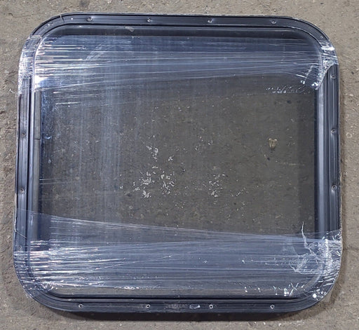 Used Black Radius Non Opening Window : 24 1/2" W x 23" H x 1 1/4" D - Young Farts RV Parts