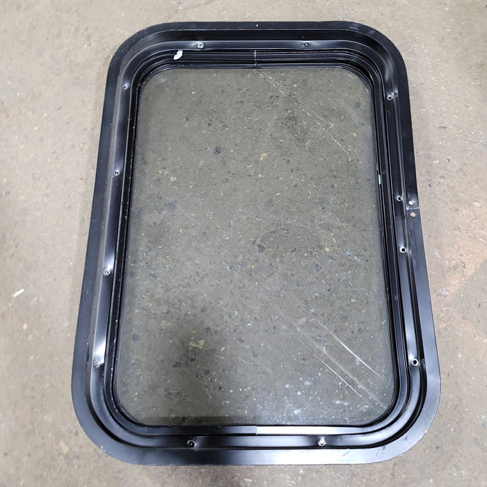 Used Black Radius Non-Opening Window : 24 1/2" X 16 3/4" X 2" D