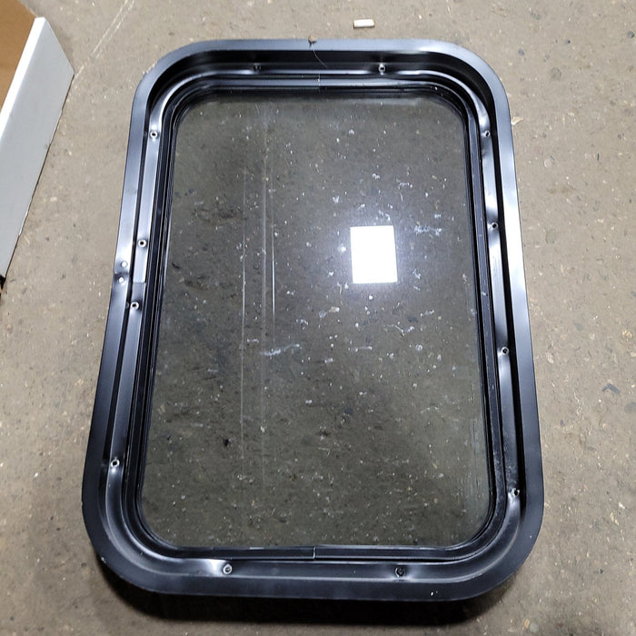 Used Black Radius Non-Opening Window : 24 1/2" X 16 3/4" X 2" D