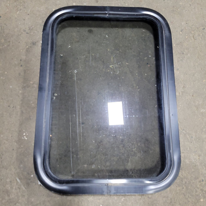 Used Black Radius Non-Opening Window : 24 1/2" X 17" X 2" D