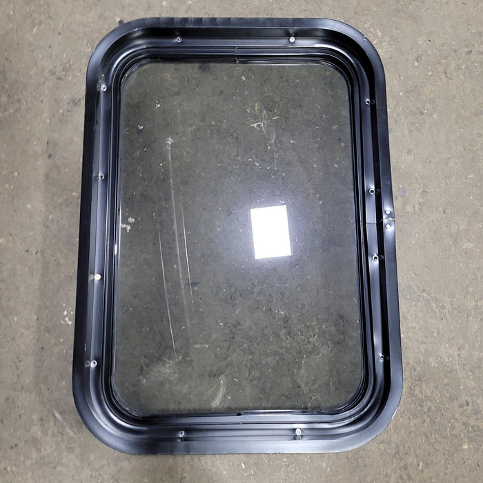 Used Black Radius Non-Opening Window : 24 1/2" X 17" X 2" D
