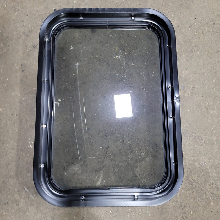 Used Black Radius Non-Opening Window : 24 1/2" X 17" X 2" D