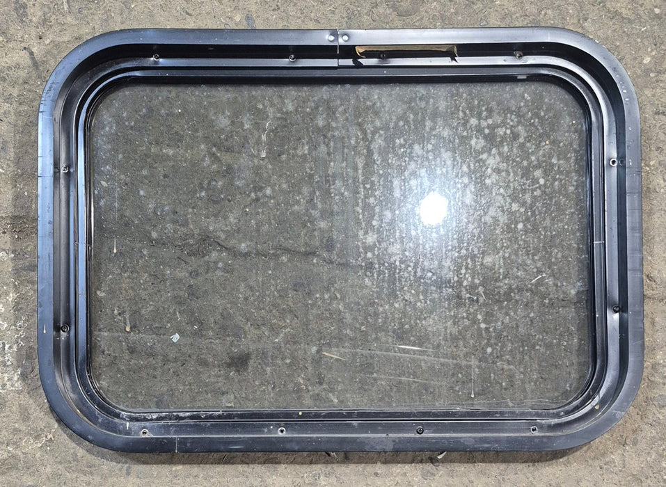 Used Black Radius Non Opening Window : 24 1/4" W x 16 3/4" H x 1 7/8"