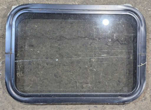 Used Black Radius Non Opening Window : 24 1/4" W x 16 3/4" H x 1 7/8" - Young Farts RV Parts