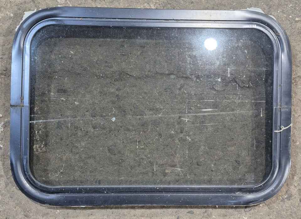 Used Black Radius Non Opening Window : 24 1/4" W x 16 3/4" H x 1 7/8"
