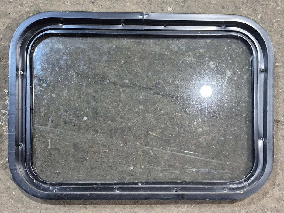 Used Black Radius Non Opening Window : 24 1/4" W x 16 3/4" H x 1 7/8"