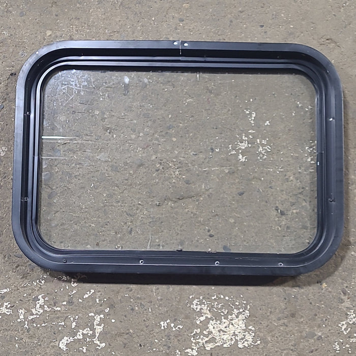 Used Black Radius Non Opening Window : 24 1/4" W x 16 3/4" H x 1 7/8" D