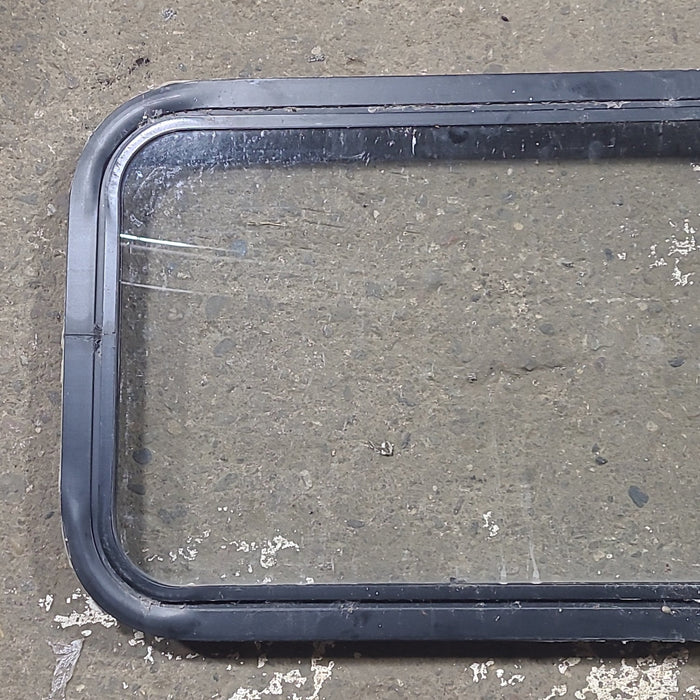 Used Black Radius Non Opening Window : 24 1/4" W x 16 3/4" H x 1 7/8" D
