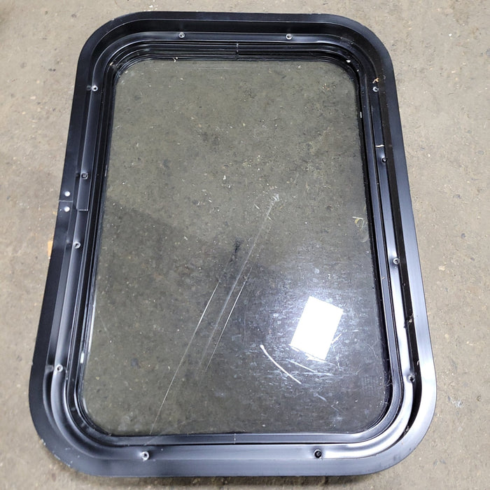 Used Black Radius Non-Opening Window : 24 1/4" X 16 3/4" X 2" D