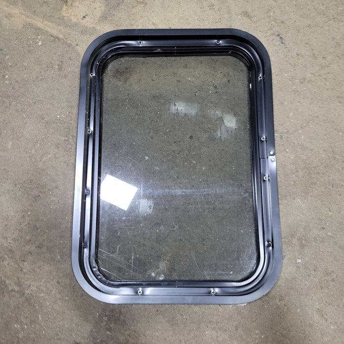 Used Black Radius Non-Opening Window : 24 1/4" X 16 3/4" X 2" D