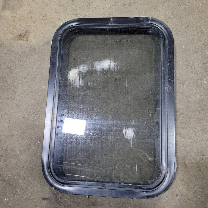 Used Black Radius Non-Opening Window : 24 1/4" X 16 3/4" X 2" D