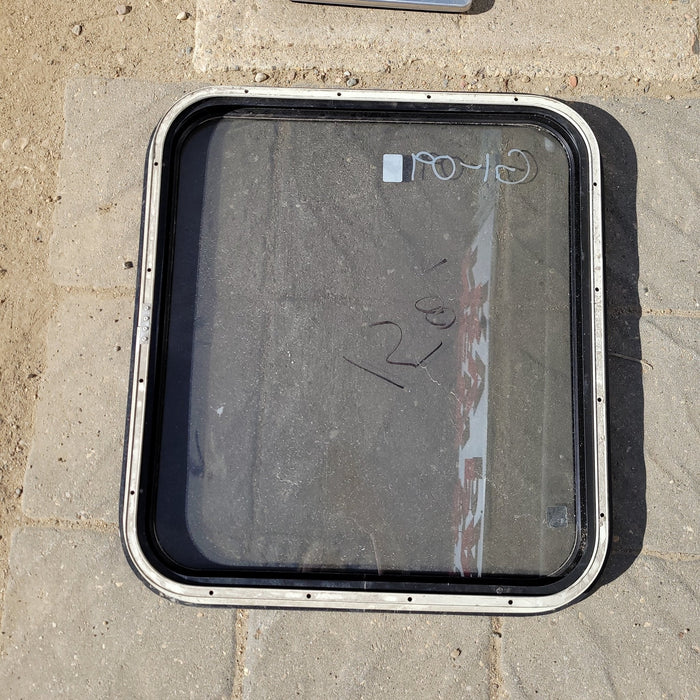Used Black Radius Non-Opening Window : 24 1/4 X 22 X 2" D