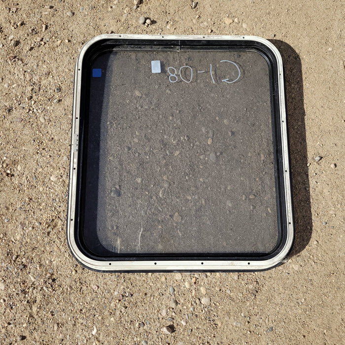 Used Black Radius Non-Opening Window : 24 1/4 X 22 X 2" D