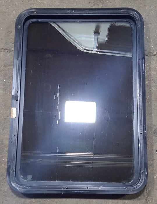 Used Black Radius Non Opening Window : 24" W x 35 1/2" H x 2" D - Young Farts RV Parts