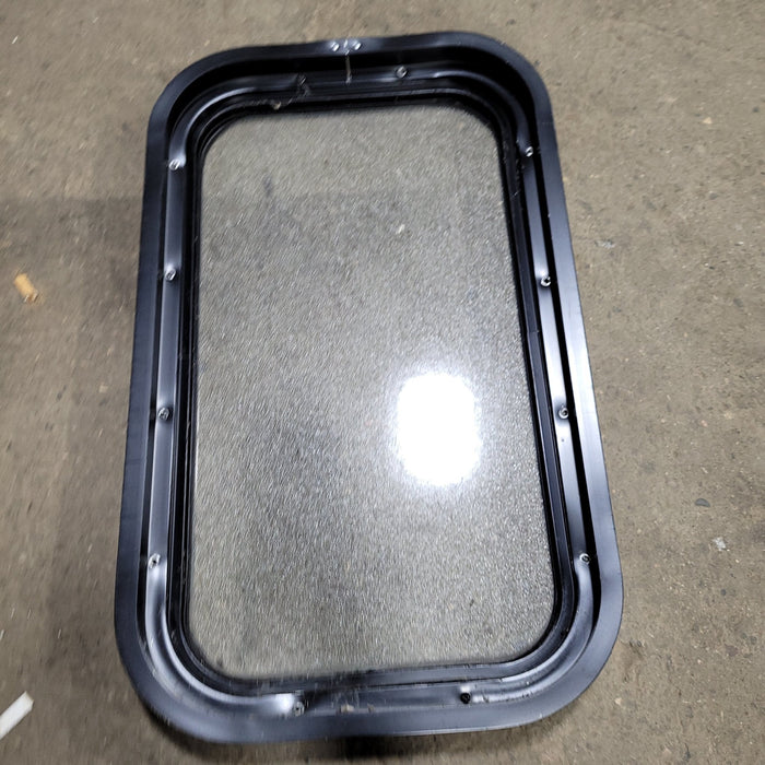 Used Black Radius Non-Opening Window : 24" X 13 3/4" X 2" D