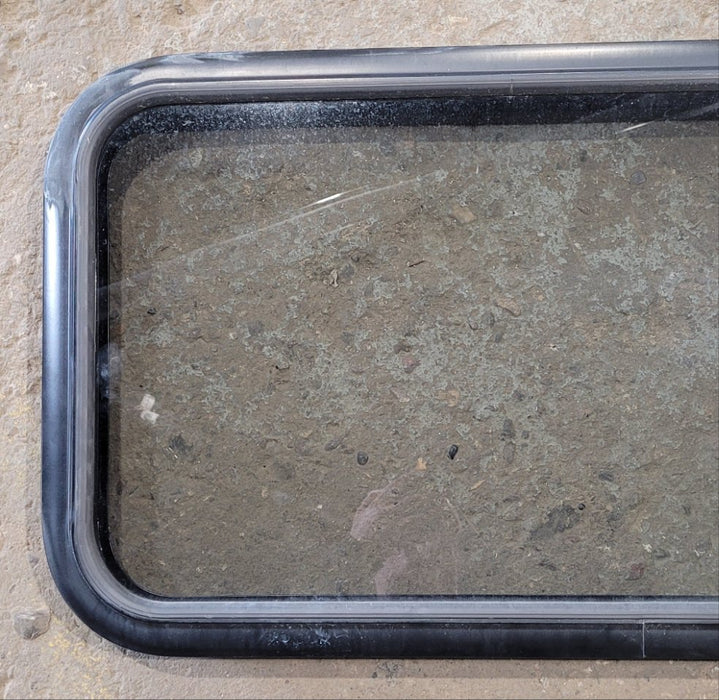 Used Black Radius Non Opening Window : 29 1/2" W x 17 1/2" H x 1 7/8" D