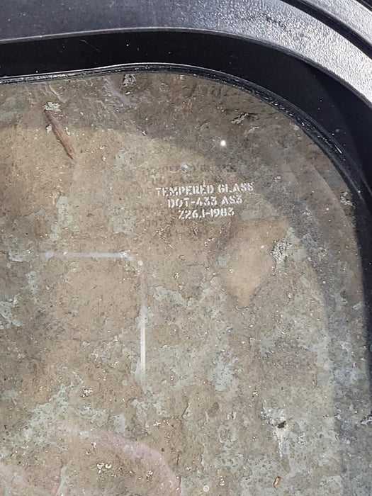 Used Black Radius Non Opening Window : 29 1/2" W x 17 1/2" H x 1 7/8" D - Young Farts RV Parts