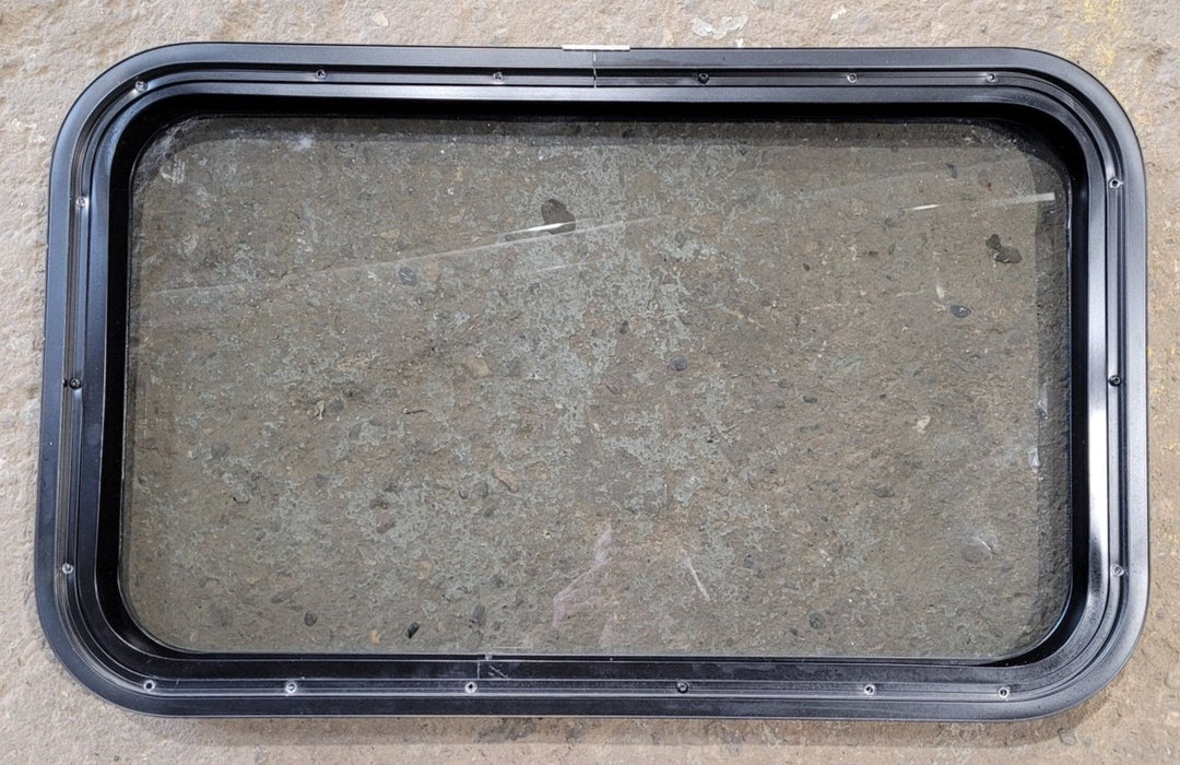 Used Black Radius Non Opening Window : 29 1/2" W x 17 1/2" H x 1 7/8" D