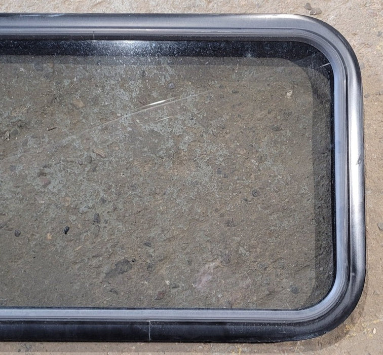 Used Black Radius Non Opening Window : 29 1/2" W x 17 1/2" H x 1 7/8" D
