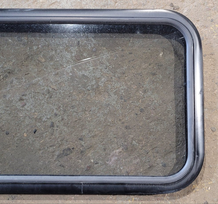 Used Black Radius Non Opening Window : 29 1/2" W x 17 1/2" H x 1 7/8" D