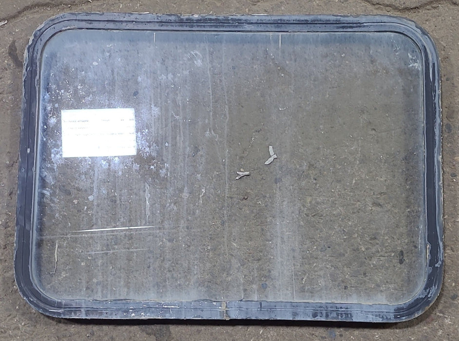Used Black Radius Non Opening Window : 29 5/8" W x 21 3/8" H x 1" D - Young Farts RV Parts