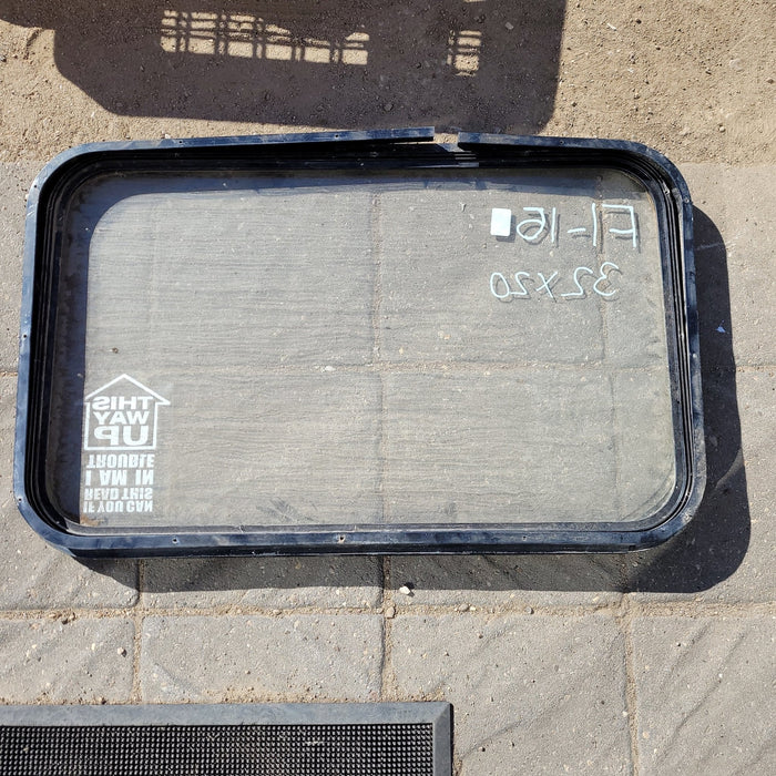Used Black Radius Non-Opening Window : 32 X 20 X 2" D