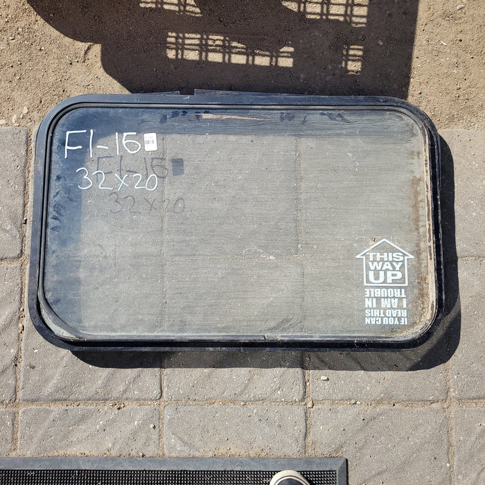 Used Black Radius Non-Opening Window : 32 X 20 X 2" D