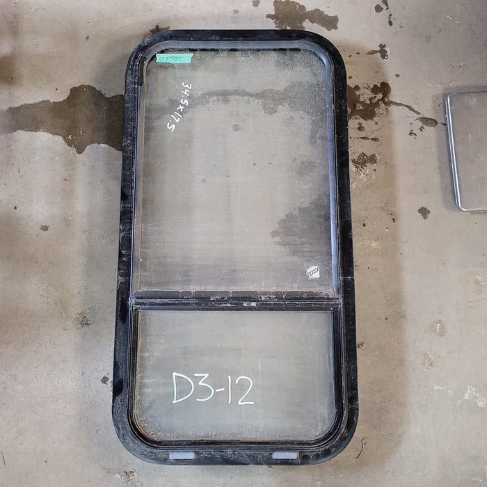 Used Black Radius Non-Opening Window : 34 1/2 X 17 1/2 X 2" D - Young Farts RV Parts