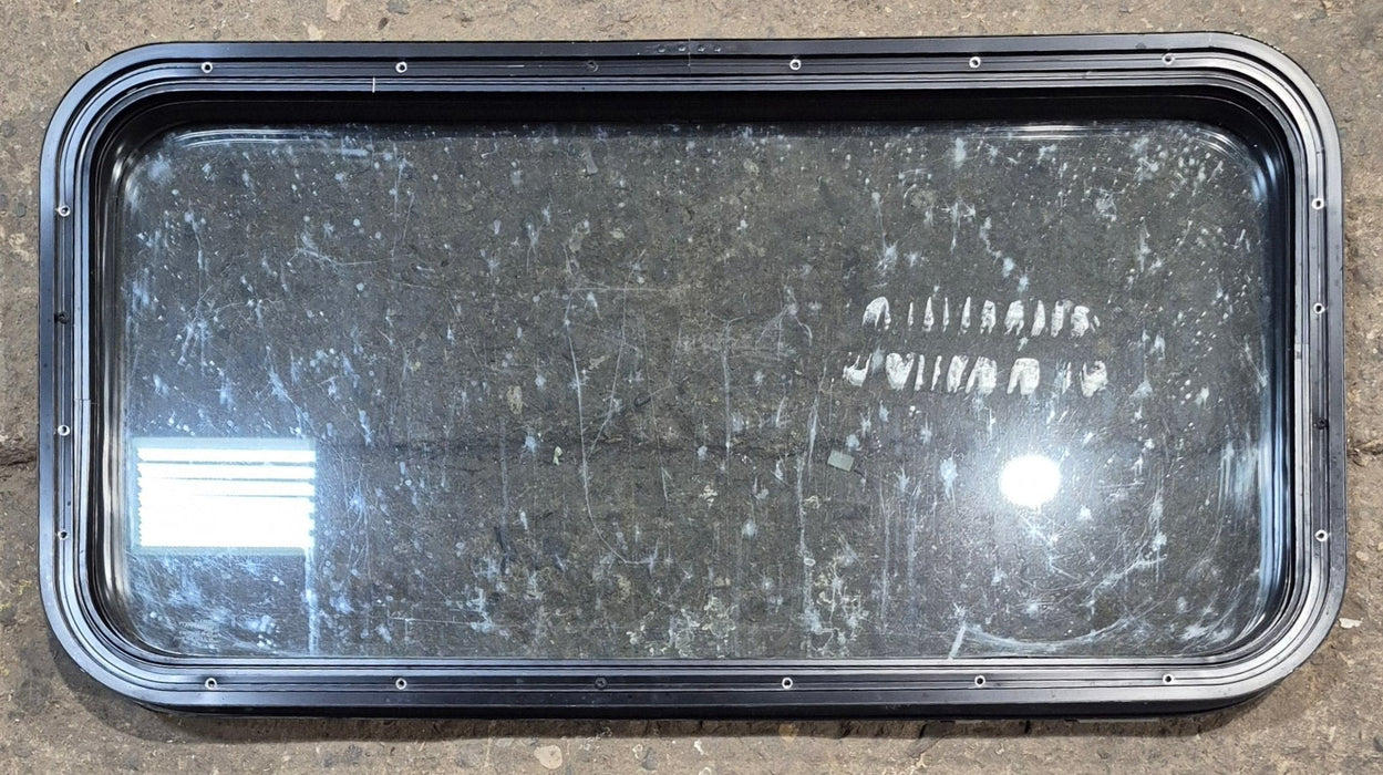 Used Black Radius Non Opening Window : 35 1/2" W x 17 1/2" H x 1 3/4" D - Young Farts RV Parts