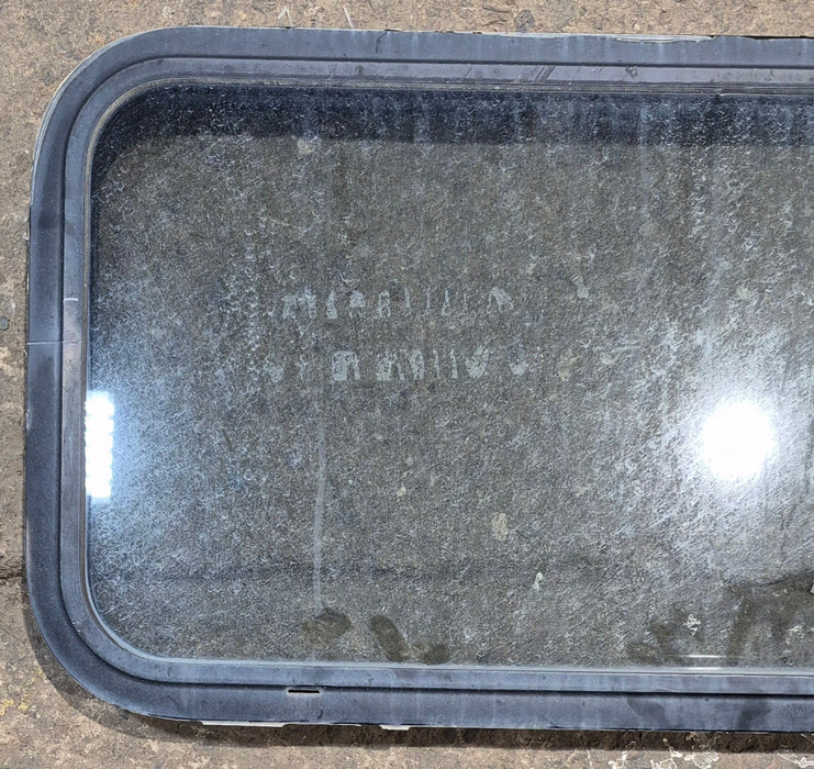 Used Black Radius Non Opening Window : 35 1/2" W x 17 1/2" H x 1 3/4" D