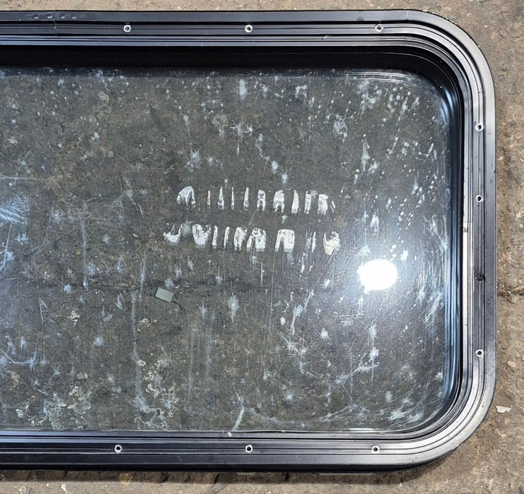 Used Black Radius Non Opening Window : 35 1/2" W x 17 1/2" H x 1 3/4" D