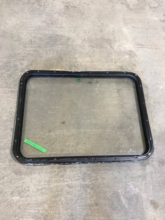 Used Black Radius Non Opening Window : 35 1/2" W x 26" H x 1 1/2" D