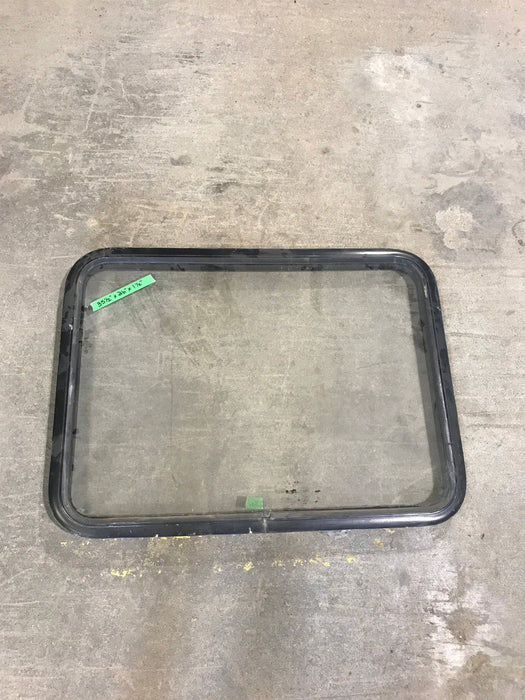 Used Black Radius Non Opening Window : 35 1/2" W x 26" H x 1 1/2" D