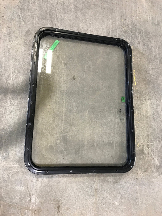Used Black Radius Non Opening Window : 35 1/2" W x 26" H x 1 1/2" D