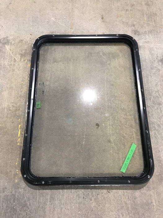 Used Black Radius Non Opening Window : 35 1/2" W x 26" H x 1 1/2" D