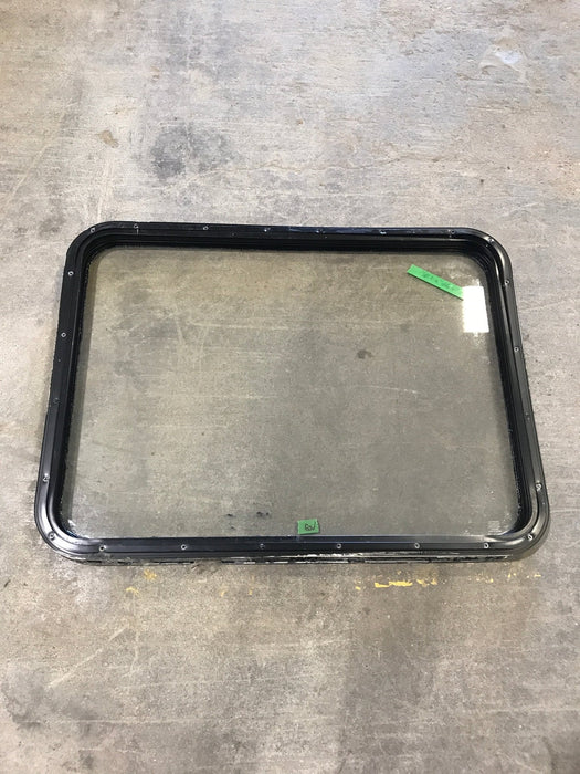 Used Black Radius Non Opening Window : 35 1/2" W x 26" H x 1 1/2" D