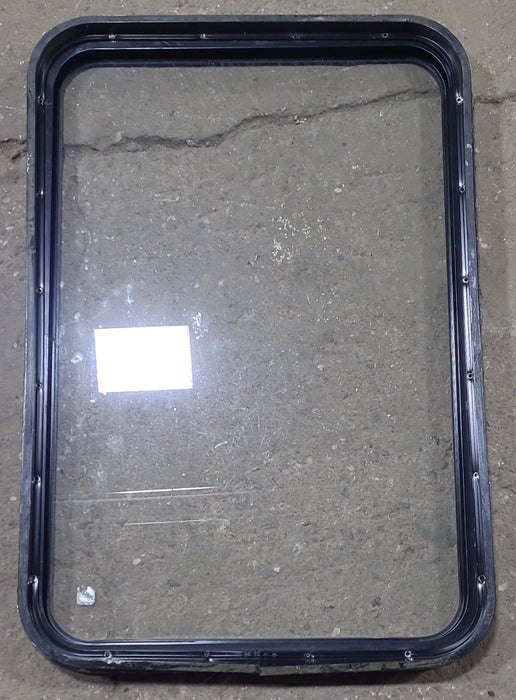 Used Black Radius Non Opening Window : 36" W x 24 1/4" H x 2" D - Young Farts RV Parts