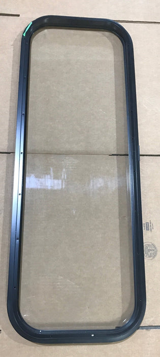 Used Black Radius Non-Opening Window : 39 1/2" W X 13 1/2" H X 1 1/2" D