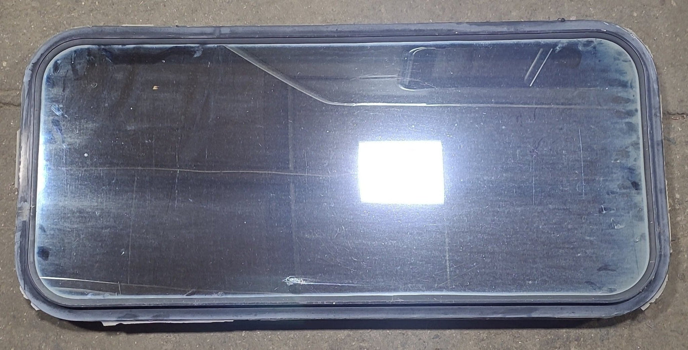 Used Black Radius Non Opening Window : 39 3/4" W x 17 3/4" H x 2" D